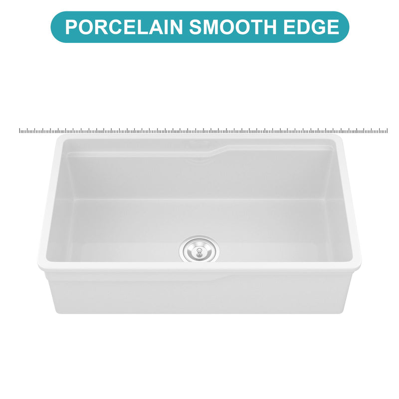 Undermount Workstation Single Bowl Porcelain Ceramic Kitchen Sink