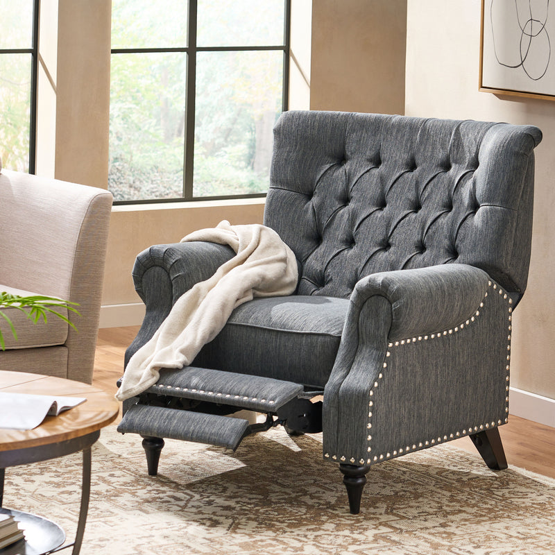 Classic Style Fabric Push Back Chair - Charcoal