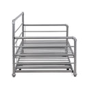 Twin Size Daybed with Adjustable Trundle, Pop Up Trundle, Silver