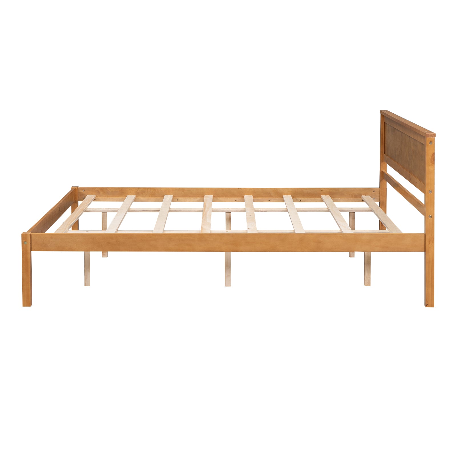 Platform Bed Frame with Headboard, Wood Slat Support, No Box Spring Needed, Queen, Oak - Atlantic Fine Furniture Melbourne FL