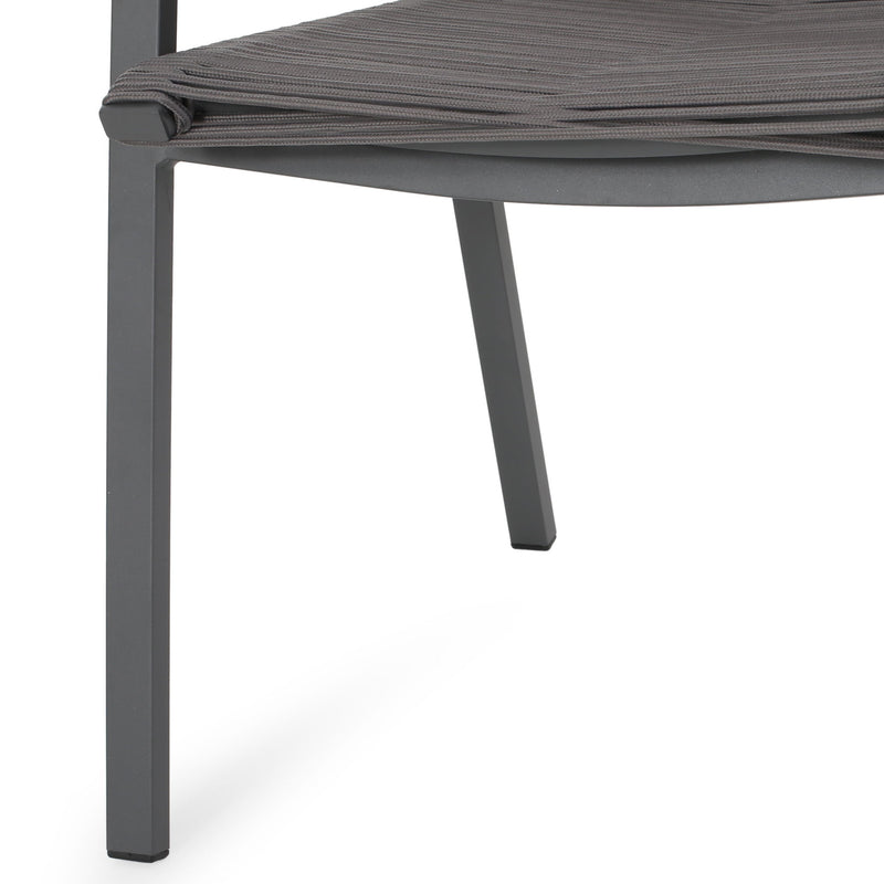 Outdoor Modern Aluminum Dining Chair Set With Rope Sea (Set of 2)