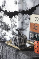 Light Plaid Pumpkin, For Holiday Halloween Decor - Black / White