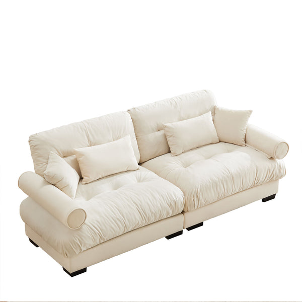 Modern Oversize Sofa With Cloud Like Comfort, Featuring Waist And Throw Pillows