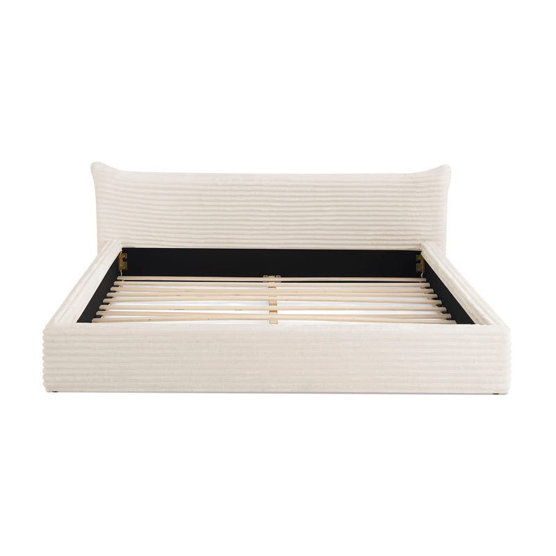Modern Upholstered Bed Frame With Curved Headboard