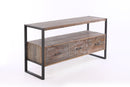 Reclaimed Wood Media TV Console Table With 3 Drarwer, Open Shelf - Antique Gray