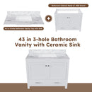 43" Bathroom Vanity Multi Functional Cabinet - White