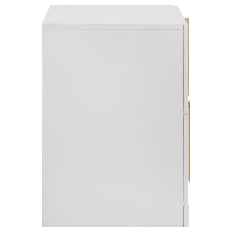 Ines - 2-Drawer Nightstand Bedside Table - White High Gloss