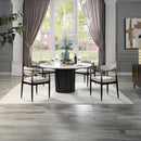 Jaramillo - Round Dining Table With Engineered Marble Top - Engineered Marble Top & Black