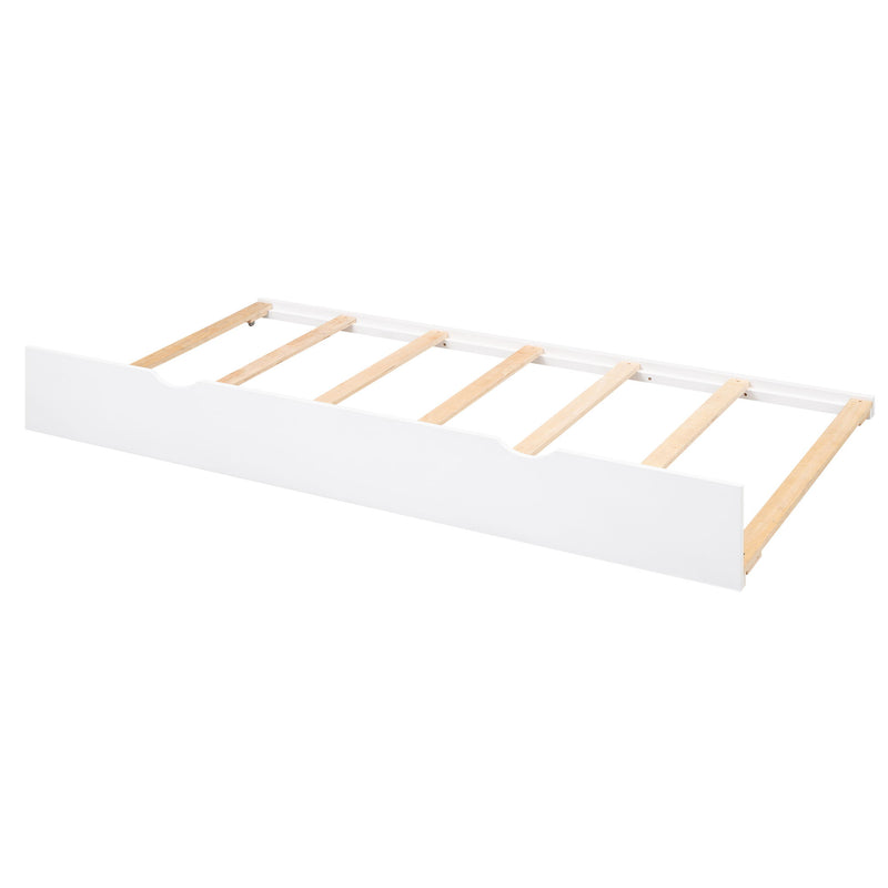 Storage Platform Bed With Pull Out Shelves, Trundle, And 2 Drawers