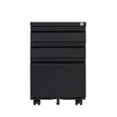 Contemporary Black 3 Drawer Mobile Filing Cabinet With Lock, Metal Office Storage For Legal / Letter Size