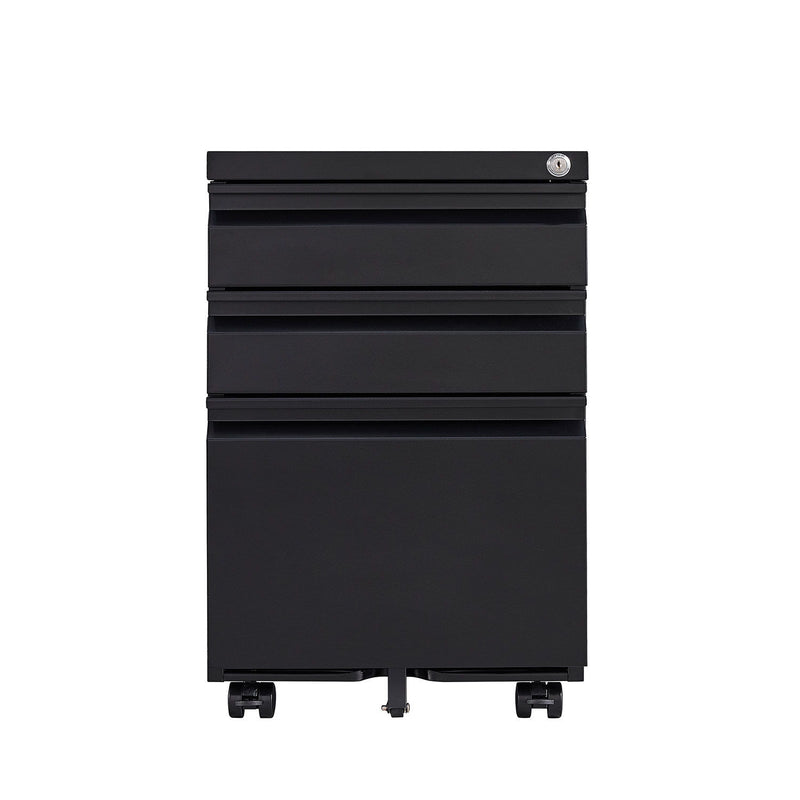 3 Drawer Mobile File Cabinet With Lock, Office Storage Filing Cabinet For Legal / Letter Size Metal File Cabinet Except Wheels Under Desk