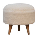 Boucle Rounded Footstool - Oak