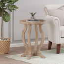 French Country Style Accent Table With Hourglass Design