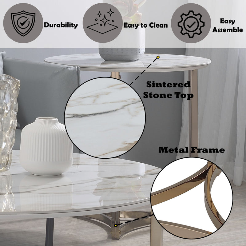 Aziz - Sintered Stone Top Round Coffee Table