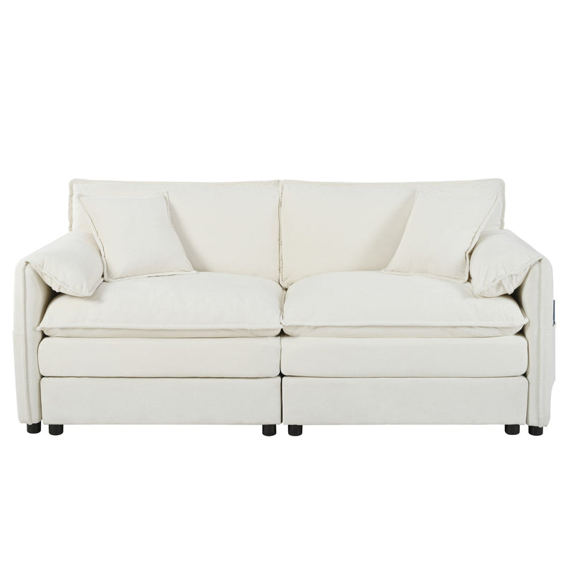 Modern Comfy Deep Seat Modular Sectional Sofa Cloud Couch With Ottoman