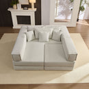 Modular L Shaped Floor Living Room Sofa Set With 6 Pillows