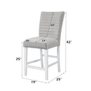 Elizaveta - Counter Height Chair (Set of 2) - Gray Velvet, Faux Crystal Diamonds &White High Gloss Finish - Atlantic Fine Furniture Inc