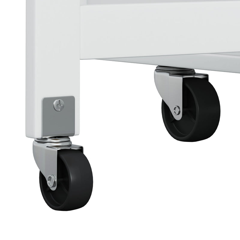 Kitchen Island Cart With 2 Door Cabinet, 2 Drawers, Spice Rack, Towel Holder, Wine Rack, And Foldable Top - White