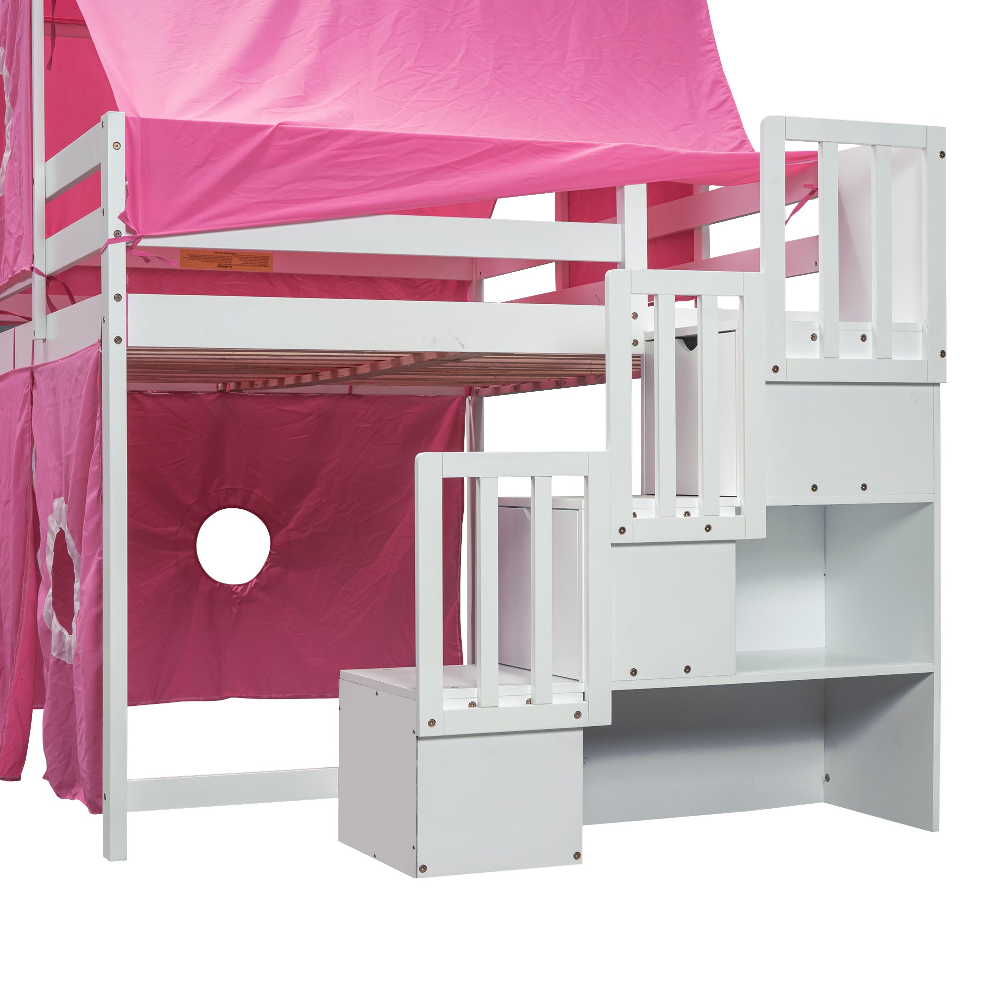 Full Size Loft Bed with Tent and Tower - Pink - Atlantic Fine Furniture Melbourne FL
