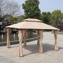 Outdoor Patio Gazebo Tent With Ventilated Double Roof And Sidewall