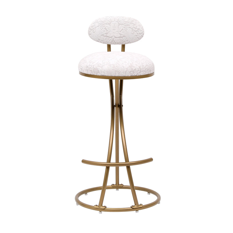 Round Print Bar Stools Upholstered Chairs For Kitchen (Set of 2)