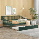 Full Size Daybed with Trundle and Support Legs, Green