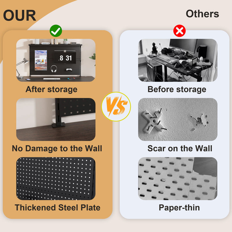 Clamp On Desk Pegboard With Single Monitor Stand