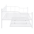 Full Size Metal Daybed with Twin Size Adjustable Trundle, Portable Folding Trundle, White(OLD SKU:MF293736AAK)