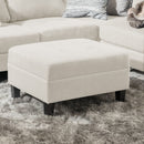 Ottoman With Birch Wood Legs And Cushioned Top For Comfort
