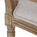 French Country Dining Chair With Rectangular Cane Backrest And Smooth Upholstered Seating