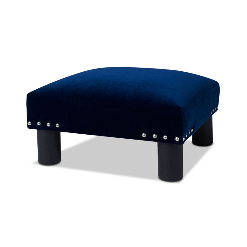 Jules - Square Accent Footstool Ottoman - Navy Blue