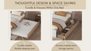 Modern Full Bed Frame With Twin Size Trundle And 2 Drawers For White High Gloss With Light Oak Color