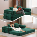 Floor Couch, Convertible Floor Sofa Bed With Pillow Back Support Armrest