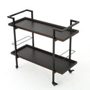 Modern Industrial Bar Cart With Shelving And Casters