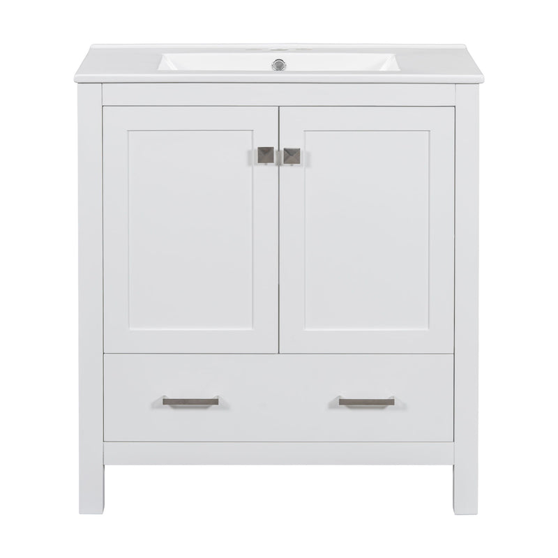 Bathroom Vanity With Single Sink, Combo Cabinet Undermount Sink, Bathroom Storage Cabinet With Two Doors And A Drawer, Soft Closing, Multifunctional Storage, Solid Wood Frame