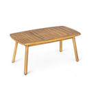 2 Piece Outdoor Acacia Wood Conversation Set, Woven Rope Backrest Patio Seating Group, Woven Rope With Coffee Table For Porch - Light Teak / Beige