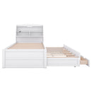 LED Platform Bed With Trundle With Storage Headboard With Drawers