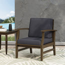 Enchanting Outdoor Club Chair With Slat Panel Design And Water Resistant Cushion - Dark Gray