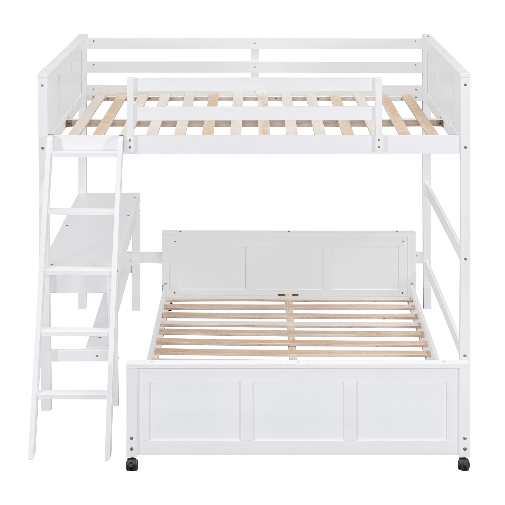 Full Over Full Bunk Bed with Desk, White - Atlantic Fine Furniture Melbourne FL