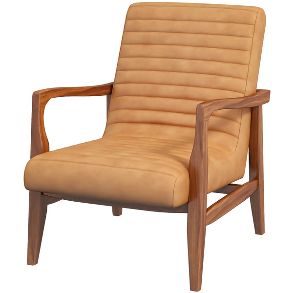 Micah - Genuine Tan Leather Accent Chair - Orange