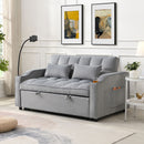 Modern Velvet Loveseat With Pullout Bed, Adjustable Reclining Backrest