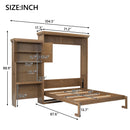 Queen Size Murphy Bed With Louvered Design And Multiple Storage Shelves - Wood