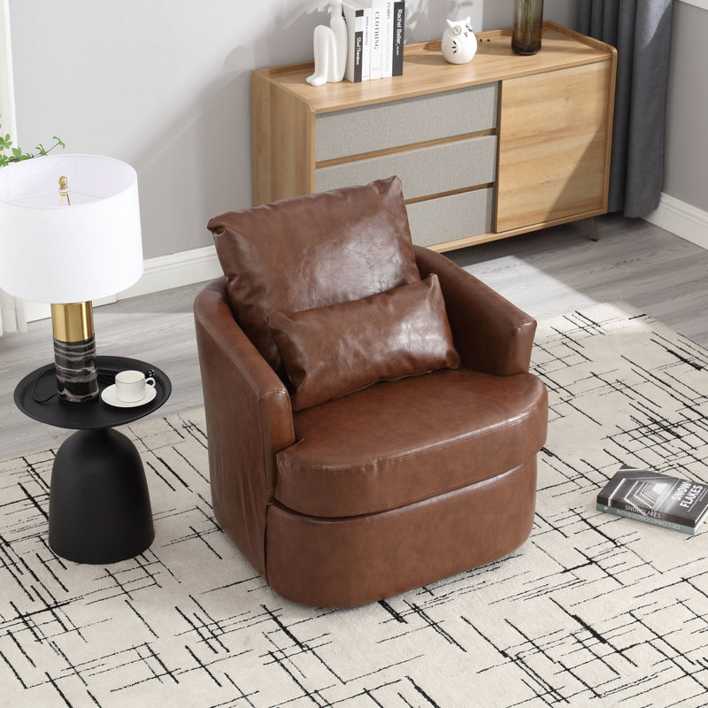 Modern Barrel Comfy Round Accent Sofa Chair, 360 Degree Swivel