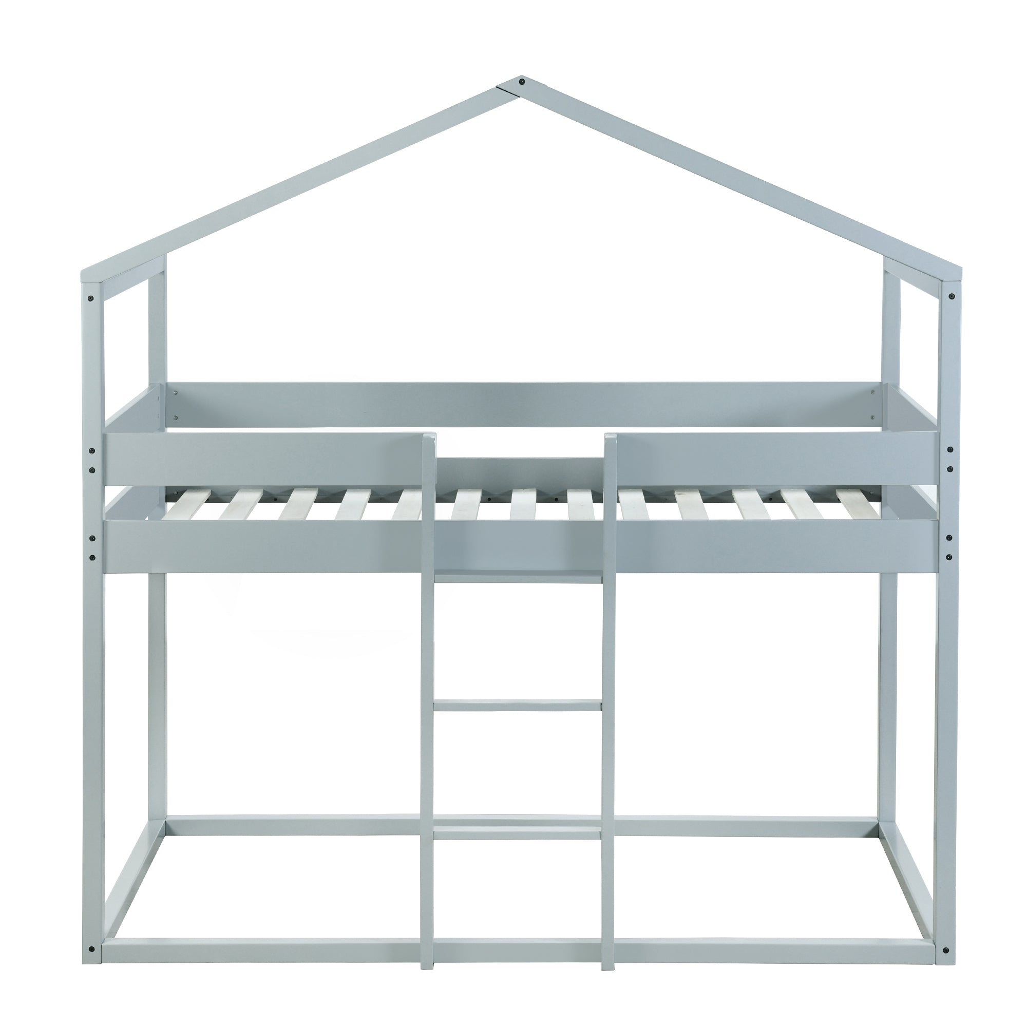 Twin Over Twin Bunk Bed Wood Bed with Tent, Gray - Atlantic Fine Furniture Melbourne FL