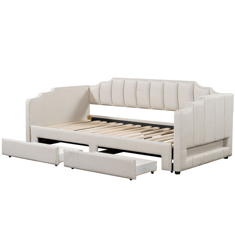 Extendable Daybed With LED Light And 2 Storage Drawers