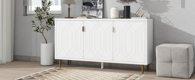Modern TV Stand With 3 Doors And Adjustable Shelves