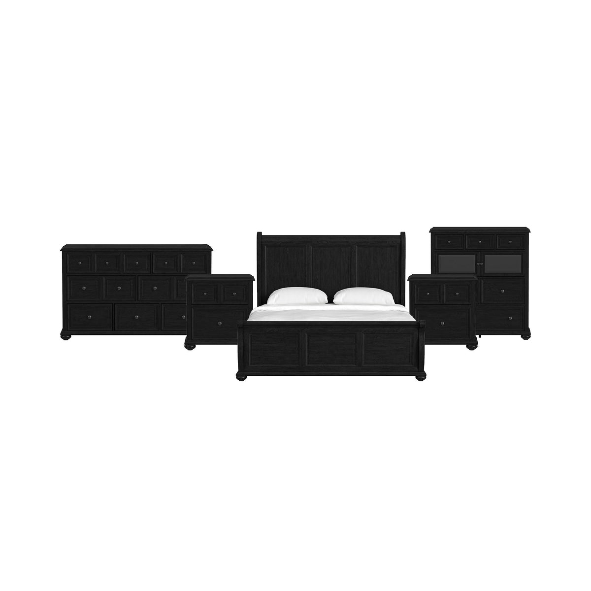 Heritage Sleigh Bedroom Set in Black by Elements International, view 16