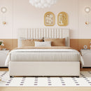 Upholstered Platform Bed With Drawers, Classic Headboard Design