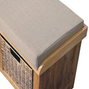 Rattan Basket Linen Bench - Brown
