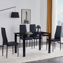 Modern 5 Piece Dining Table Set With Glass Top And Chairs - Black